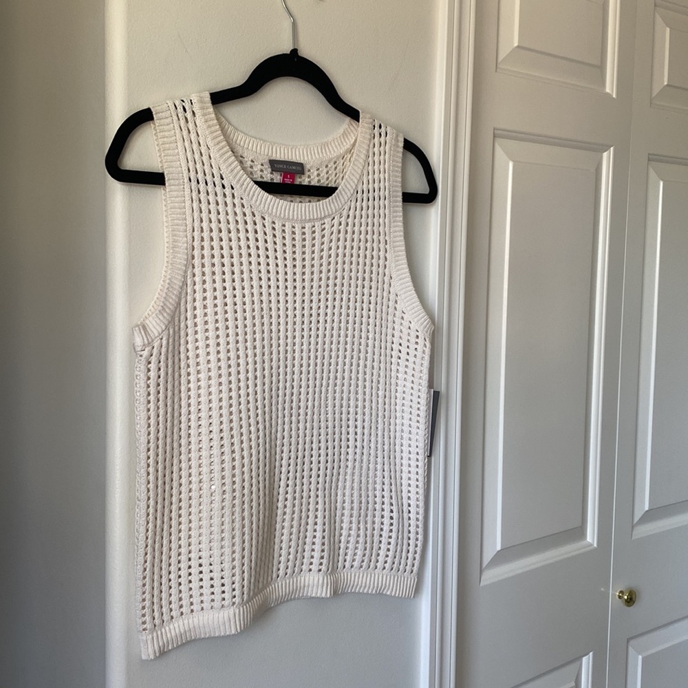Vince Camaro - Cream Color Knit Style Tank Top Sweater/Cover Up Layer